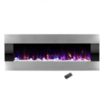 Northwest 54-inch Modern Wall-Mount Electric Fireplace with Remote (Silver)