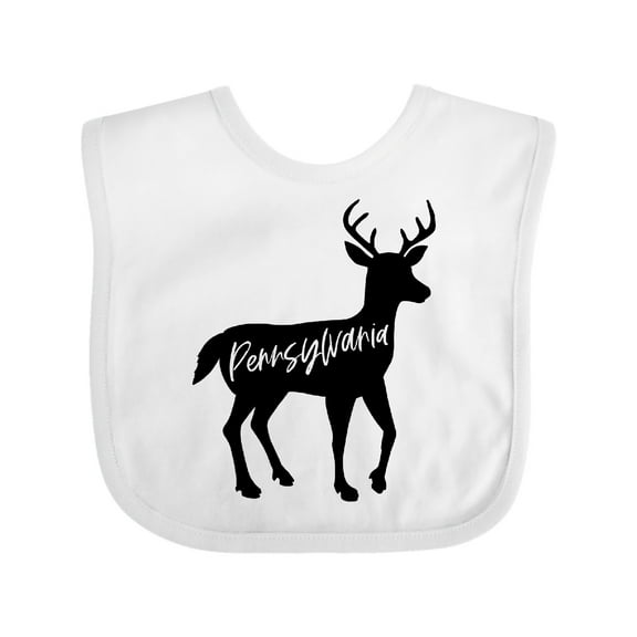 Inktastic Pennsylvania Black Deer Silhouette Boys or Girls Baby Bib