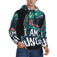 thumbnail image 2 of Wukai Hungry Tyrannosaurus Print Men Hoodies Fleece Sweatshirts Long Sleeve Sweaters Pullover Fall Outfits Winter Clothes-4X-Large, 2 of 7