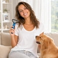thumbnail image 2 of Dog Grooming Brush,Double Coat Dog Brush,Pet Grooming Brush with Steel Comb,Double Sided Dematting Undercoat Rake for Dogs and Cats, Extra Wide Pet Brush(Blue 7IN), 2 of 7