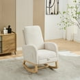 thumbnail image 5 of Ivory Boucle Rocking Chair for Living Room/Bedroom: 25.4"W Glider w/ Retractable Footrest, Side Pocket, Rubber Wood Legs, Gentle Rocking, Max 250lbs, 5 of 16