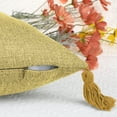 thumbnail image 4 of REGALWOVEN Linen Fringe Cushion Cover Set, 2 Pcs Sofa Throw Pillow Covers with Tassel Design Yellow 18" x 18", 4 of 6