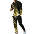 thumbnail image 2 of Wavsuf 2pcs Jogger Set Men Long Sweatsuits Sets for Mens Tight Shirt Sweatshirt and Sweatpants Yellow Size 3XL, 2 of 7