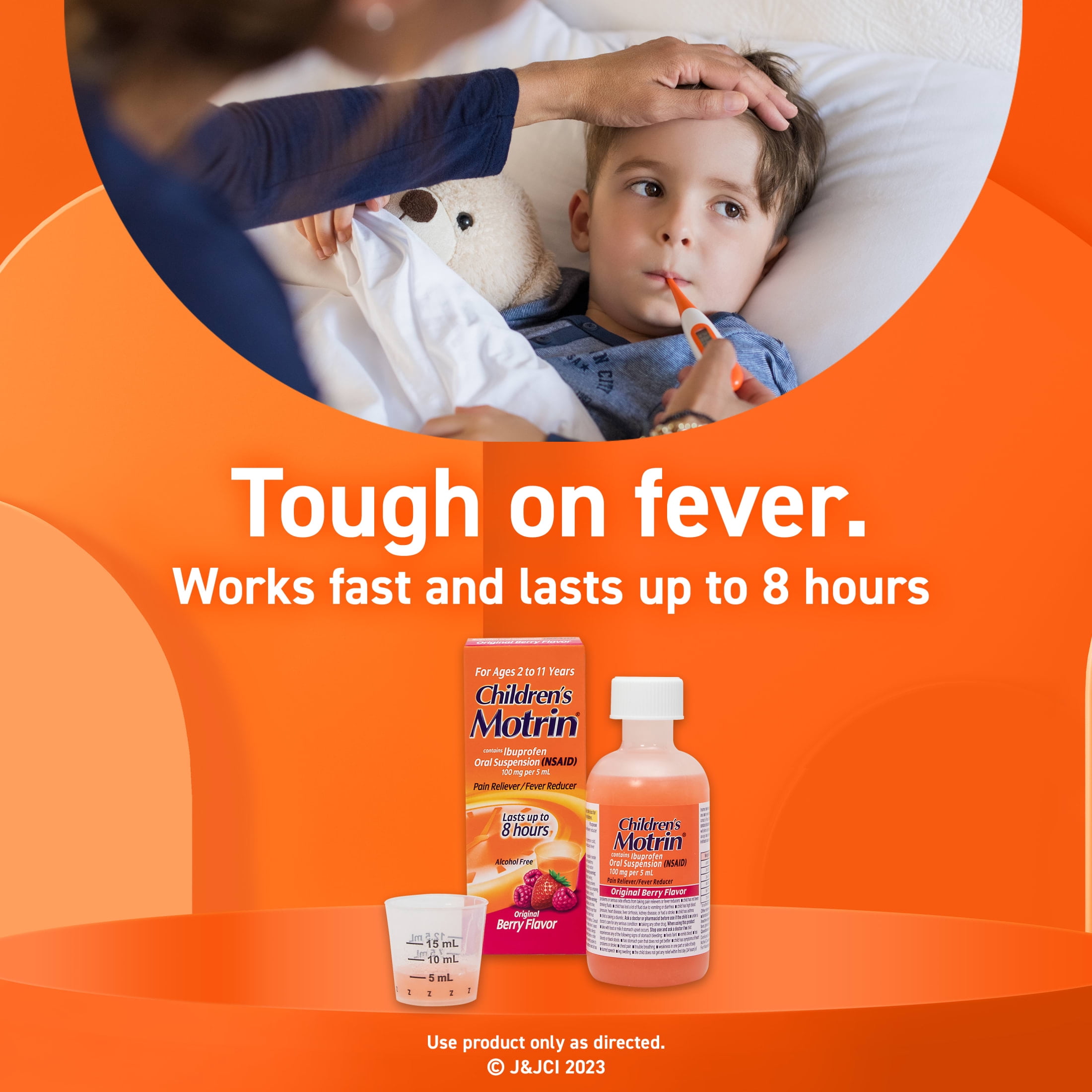 (3 pack) Children's Motrin Ibuprofen Kids Medicine, Berry Flavored, 4 fl. oz