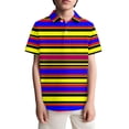 thumbnail image 3 of LRen Boys Polo Shirts Size 10-12 Button Down Shirt Striped Short Sleeve Pocket Shirts Boys Fashion Preppy Back To School Tees Shirts,Dark Purple,11-12 Years, 3 of 5