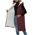 thumbnail image 4 of Long Puffer Vest Women Full-Zip Hooded Sleeveless Down Jacket Coats Double Zipper Quilted Jacket Comfort Casual Winter Warm Sleeveless Hooded Coats with Pockets, 4 of 7