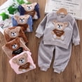 thumbnail image 2 of Pijamas de franela de otoño e invierno para niños y niñas, traje de vellón coral de otoño e invierno para bebés, ropa de vivienda engrosada con oso para el hogar, 2 of 5