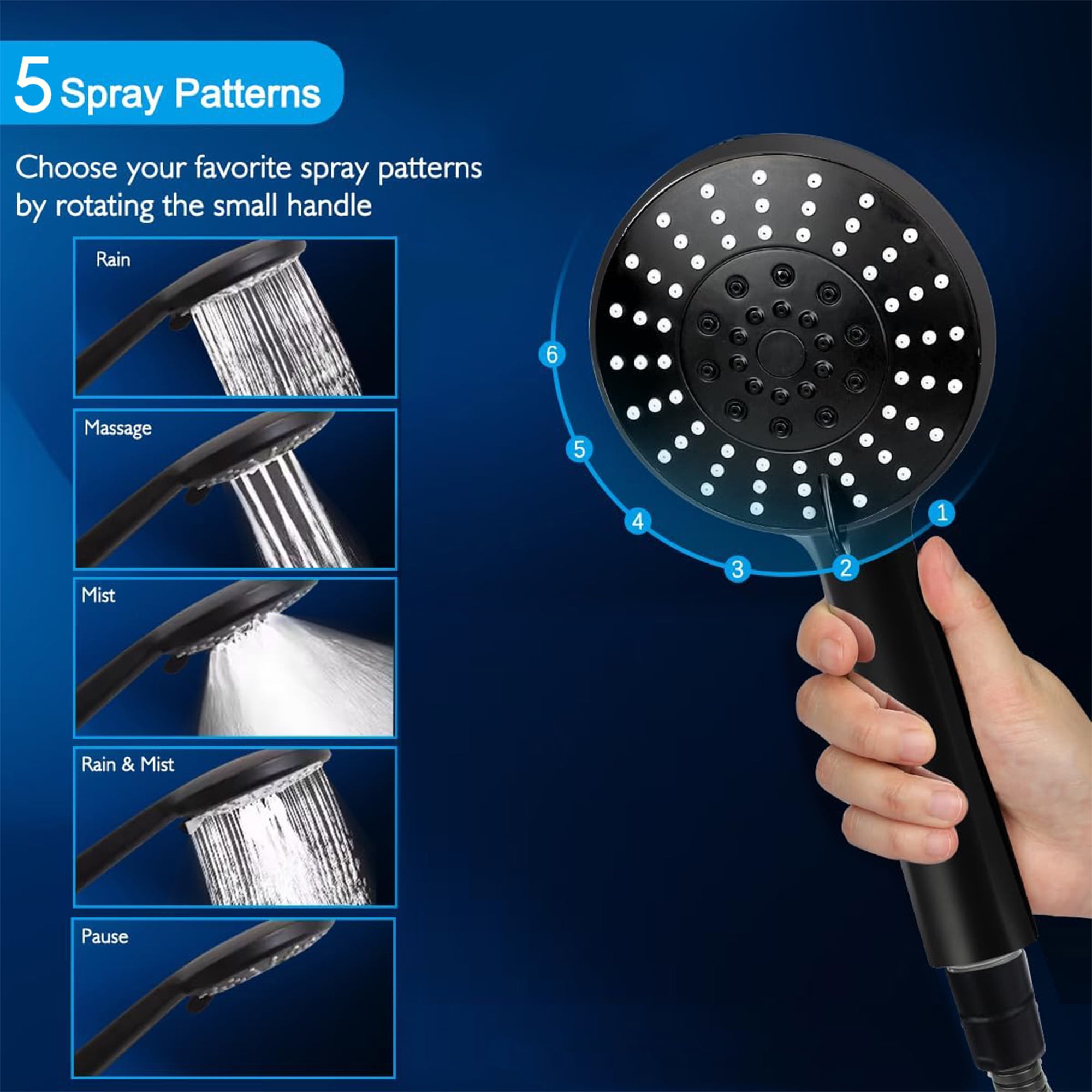 SERABETTO High Pressure 12inch Rain Shower Heads with Handheld Spray Combo with Fixed Showerhead and 5 Sprays Dual Shower Head Combo