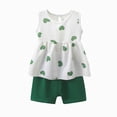 thumbnail image 4 of KPOPLK Toddler Baby Girls Clothes Summer Outfits Ruffle Sleeveless T-shirt + Shorts Cute Print Girl Clothing Set 6M-6T(12-18 Months,Green), 4 of 4