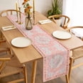 thumbnail image 3 of Pink Boho Table Runner - 120 Inch Long, Kitchen Dining Table Runner Dresser Scarves, Vintage Abstract Tribal Decorative Oriental Farmhouse Decor for Coffee Tables Wedding Party Banquet, 3 of 8