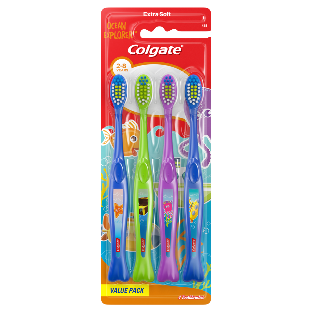 Colgate Ocean Explorer Kids Toothbrush Value Pack, Extra Soft, 4 Count