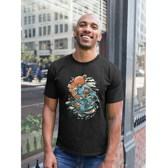 Snow Board Scary Bear T-Shirt Men -Image by Shutterstock, Male XX-Large