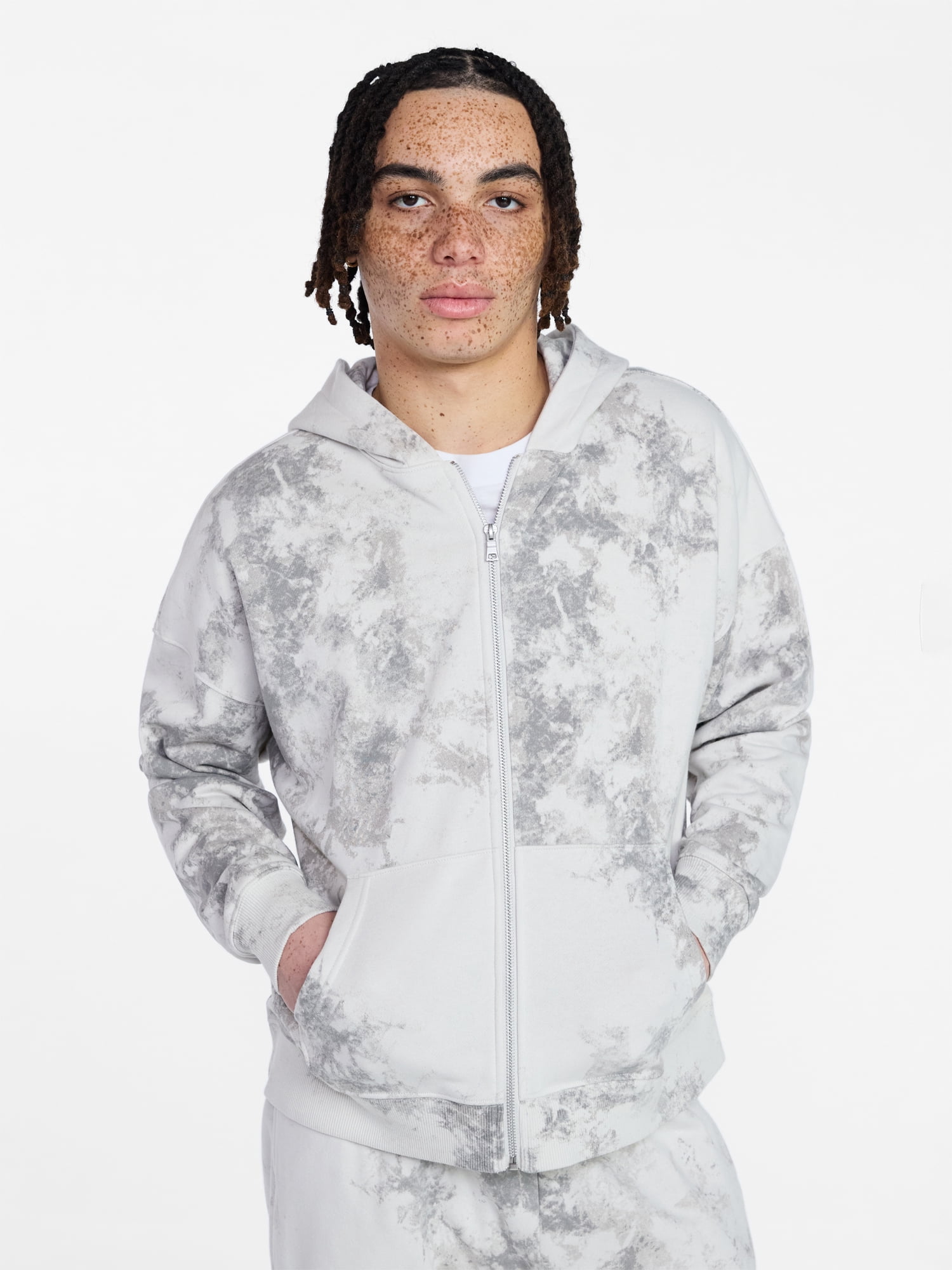 No Boundaries Zip Hoodie with Long Sleeves, Men's XS-4XLT