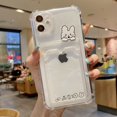 thumbnail image 1 of Funda de teléfono con bolsa de tarjeta de dibujos animados para iPhone 14, 13, 12, 11 Pro Max, 7, 8 Plus, X, XR, XS, Max, SE 2, funda trasera de parachoques suave, 1 of 4