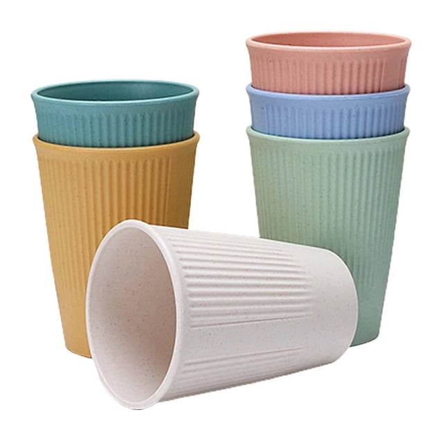 6Pcs Plastic Water Cup Dishwasher Safe Drinking Cup BPA Free Reusable Coffee Mug s Set