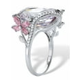 thumbnail image 2 of PalmBeach Jewelry Cushion-Cut Cubic Zirconia Butterfly or Flower Cocktail Ring 9.80 TCW Gold-Plated or Platinum-Plated, 2 of 7