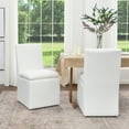 thumbnail image 6 of KINWELL 21" Wide Upholstered Armless Modern Rolling Dining Chairs with Casters Set of 2, Performance Fabric No Assembly Dining Side Chairs for Kitchen Dining Room (White), 6 of 18
