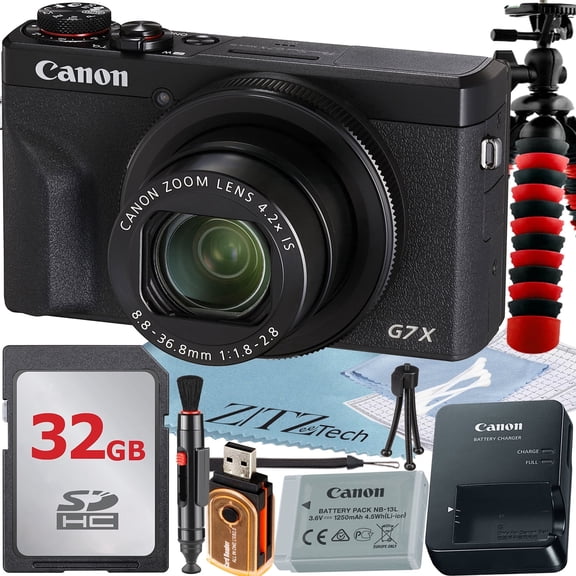 Canon PowerShot G7 X Mark III Digital Camera (Black) with 4.2x Optical Zoom Lens   SanDisk 32GB Memory Card   Tripod   ZeeTech Basic Bundle (International Version)