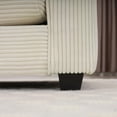 thumbnail image 3 of Modern Upholstered 4-Seater Sofa with 2 Ottomans, Corduroy Fabric 220cm for Living Room, 3 of 16