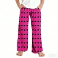 thumbnail image 5 of Girls Pants Valentine's Day Heart Graphic Wide Leg Trousers Loungewear Elatic Waisted Causal Pant with Pockets Size 4-16, 5 of 6