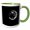 Green/White, variant on 3drose, Flying Witch Sat Astride a Broomstick in Front of a Grey Moon, 11oz Mug