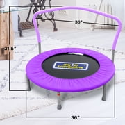 Sportspower My 1st Trampoline 36 Indoor/Outdoor Mini Rebounder Trampoline with No-Gap Padded Cover, for Toddlers & Kids, Max Weight Capacity 220 LBS - PURPLE