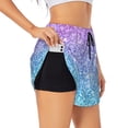 thumbnail image 2 of Disketp Multicolor Glitter Print Women's Shorts Workout Shorts for Athletic Gym Running Shorts with Phone Pockets, 2 of 8