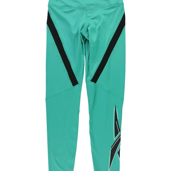 Reebok Womens Logo Tight Compression Athletic Pants, Green, Small