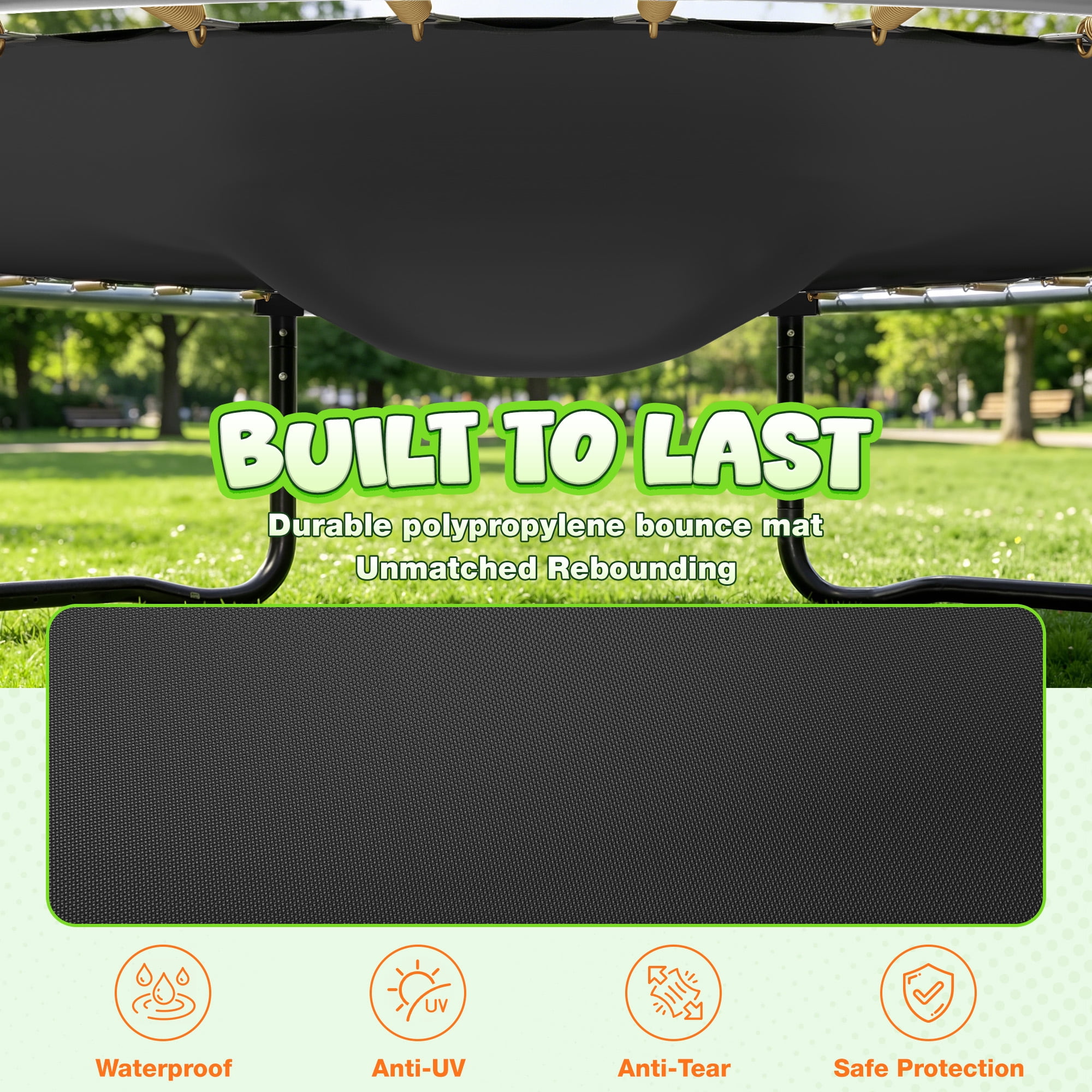 12FT Trampoline for Kids and Adults, Recreational Outdoor Trampoline with Enclosure Net & Ladder, Anti-Rust Bounce Trampoline