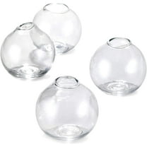 Serene Spaces Living Set of 48 Clear Ball Glass Bud Vase, Short Vases for Centerpieces for Home Decor, Events, Weddings, Measures 3" Tall & 2.75" Diameter