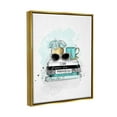 thumbnail image 3 of Stupell Industries Turquoise Fashion Book Stack Graphic Art Metallic Gold Floating Framed Canvas Print Wall Art, Design by Alison Petrie, 3 of 6