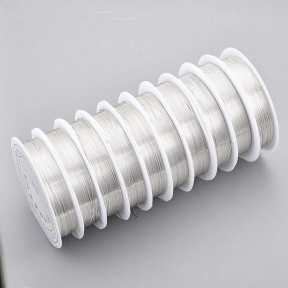 Round Copper Jewelry Wire Long-Lasting Plated Silver color Plated 24 Gauge 0.5mm 20.34 Feet(6.2m)/roll