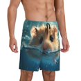 thumbnail image 2 of Balery Cute Swimming Guinea Pig Pantalones cortos de pijama de punto de algodón para hombre con cinturilla y bolsillos-Small, 2 of 6