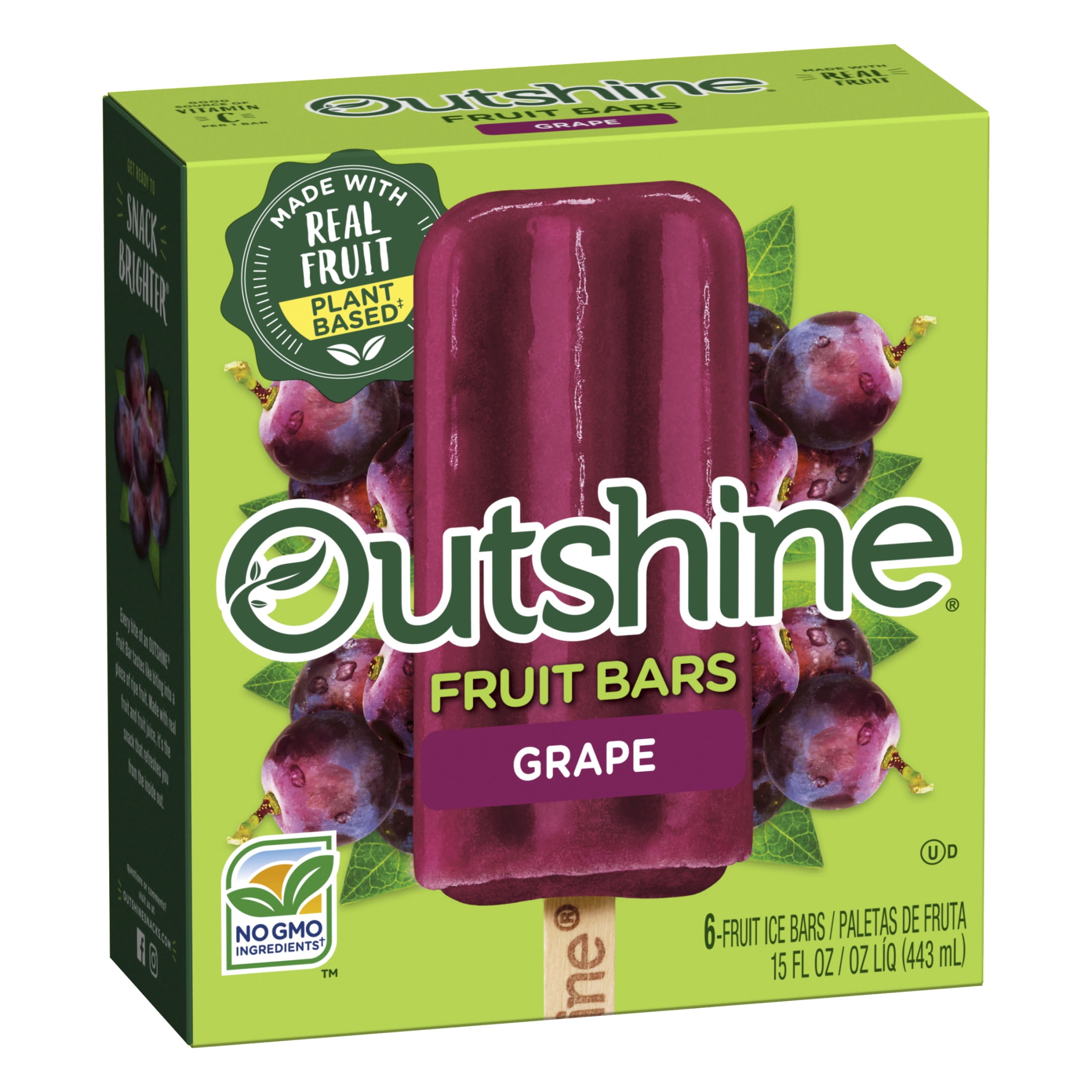 Outshine Grape Frozen Fruit Bars, Non-GMO, Gluten Free, 6 Count