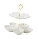 thumbnail image 4 of Soporte de cerámica escalonado para pasteles y postres con asa para té de la tarde 2 niveles blanco, 4 of 9