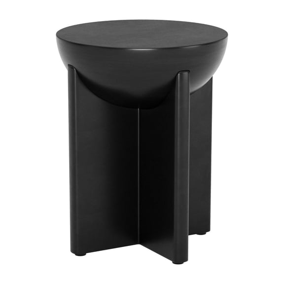 HomeRoots 556535 20 in. Black Solid Wood Round Pedestal End Table