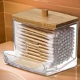 thumbnail image 2 of Glass Container With Lid Cotton Swab Makeup Remover Box Table Decoration & Accessories Acrylic Home and Decoration Bamboo Cover, 2 of 9