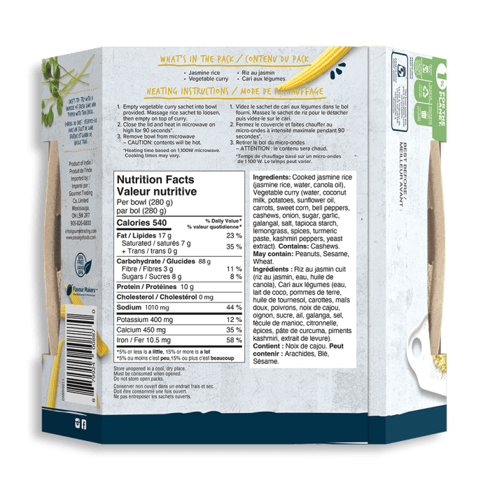 Passage to Asia - Thai Yellow Curry Vegetable Bowl (280g), Deliciously quick: authentic Thai Veg Curry in 90 seconds