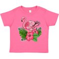 thumbnail image 3 of Inktastic Flamingo with Tropical Flowers Boys or Girls Toddler T-Shirt, 3 of 5
