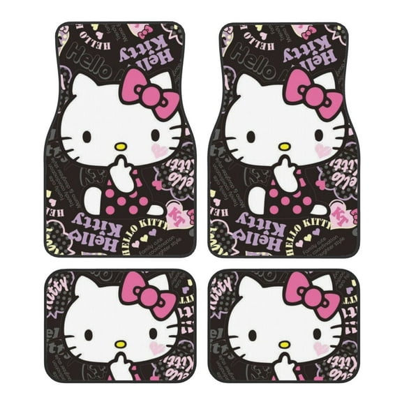 4 Pieces Car Floor Mat Set Hello Kitty Protection Full Sets Universal Fit for SUV, Sedans, Vans, Trucks