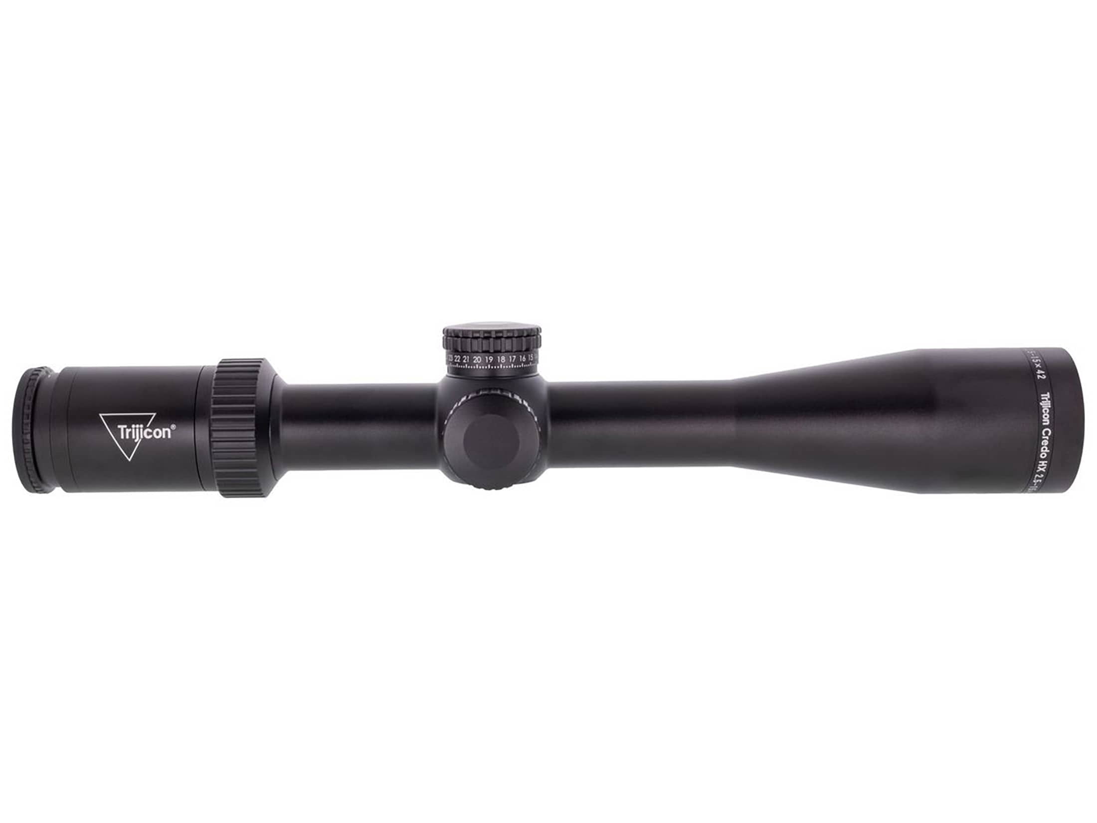 Trijicon Credo HX 2.5-15x42mm 30mm Tube Rifle Scope, Second Focal Plane, BDC Hunter Holds Reticle, Satin Black