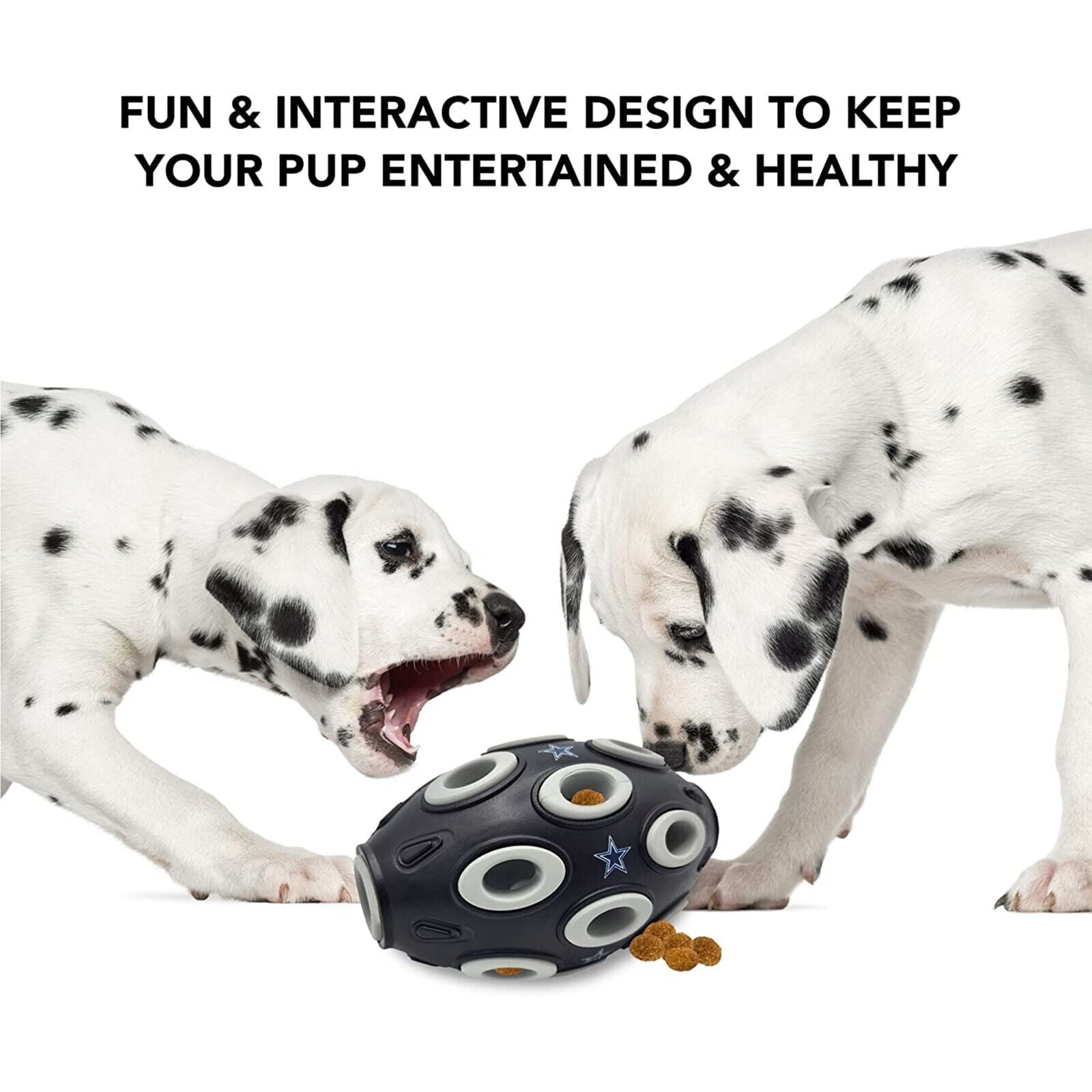Pets First NFL Dallas Cowboys Football Treat Dispensing Toy for Dogs and Cats, Rubber Ball Toy