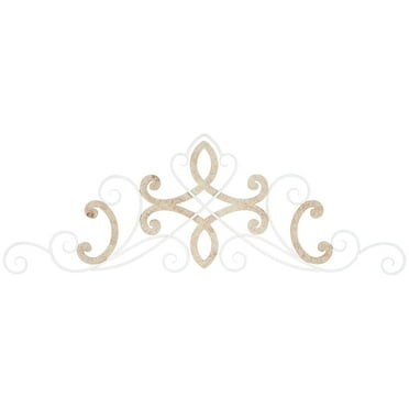 DecMode White Wooden Scroll Wall Decor with Wood Accents