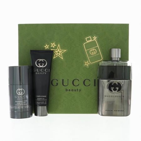 Gucci Guilty Men 3 Piece Gift Set - 3.0 Oz Eau De Toilette Spray By Gucci