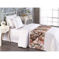 thumbnail image 2 of Floral Bed Runner, Vintage Graphic Flourishes Pattern of Roses Leaves and Peony Print, Decorative Accent Bedding Scarf for Hotels Homes & Guest Rooms, Twin, Cinnamon Brown and Pale Ruby, by Ambesonne, 2 of 3