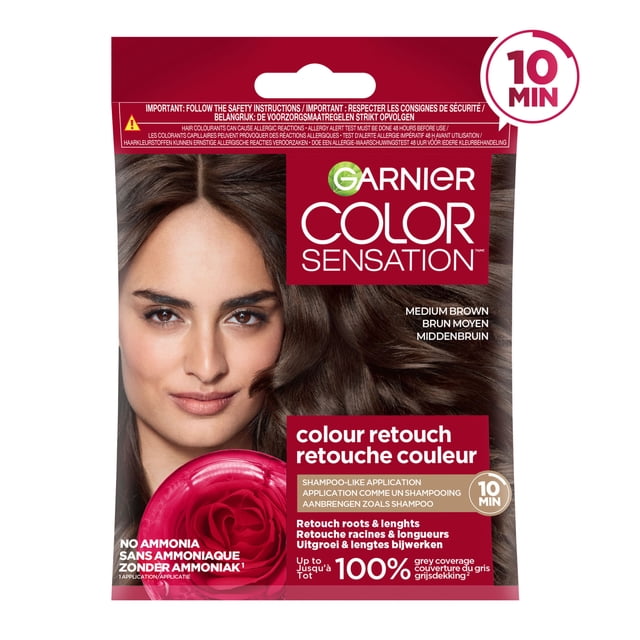 Garnier Color Sensation Retouche Racines et Couleur, Coloration Capillaire Demi-Permanente, 4.0 Brun Moyen