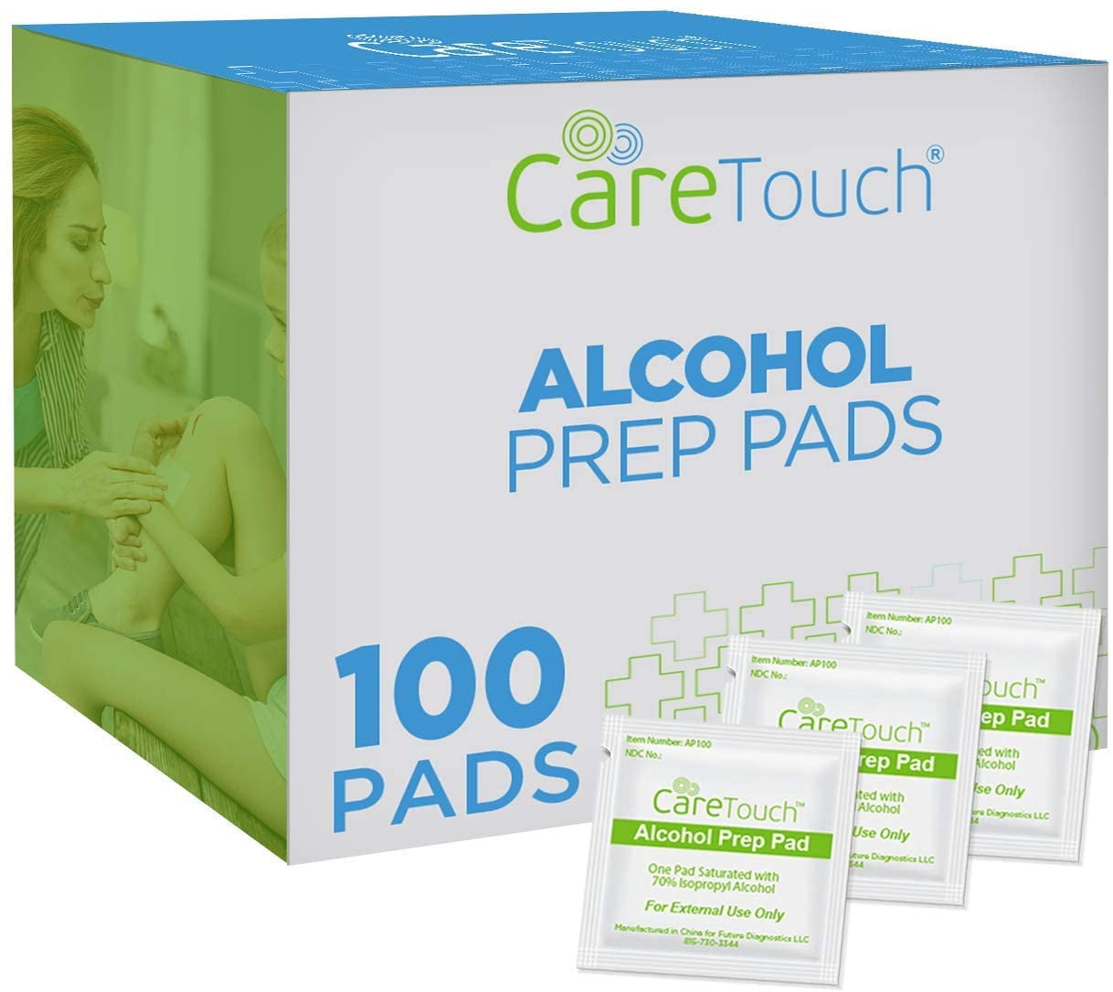 Care Touch Sterile Alcohol Prep Pads, 2-Ply, 100 Count