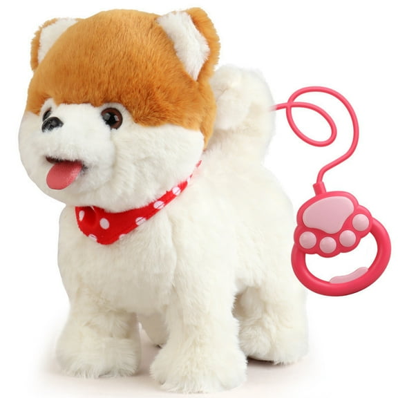 Plush Dog Toy—Features A Barking Dog Body With A Control Leash, Interactive Echo Function, And A Singing Mechanical Wagging Tail Mechanism, Suitable For Children To Play With. (Pomeranian)