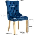 thumbnail image 7 of JESTOP Velvet Dining Chairs Set of 2, Tall Back Side Chair, Modern Upholstered Side Chair with Button Back Ring, Gold Plated Stainless Steel Legs (Blue), 7 of 7