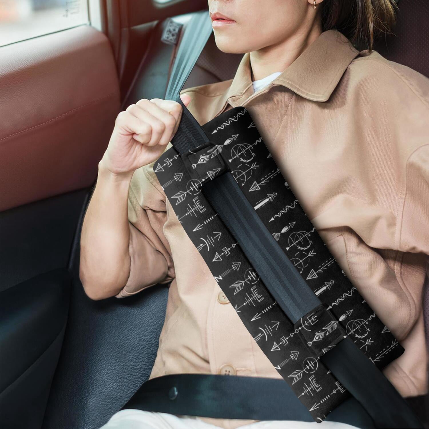 Post-Surgery Seat Belt Pillow Comfortable Mastectomy Cushion for Chemo Port Protection (Abstract Design)